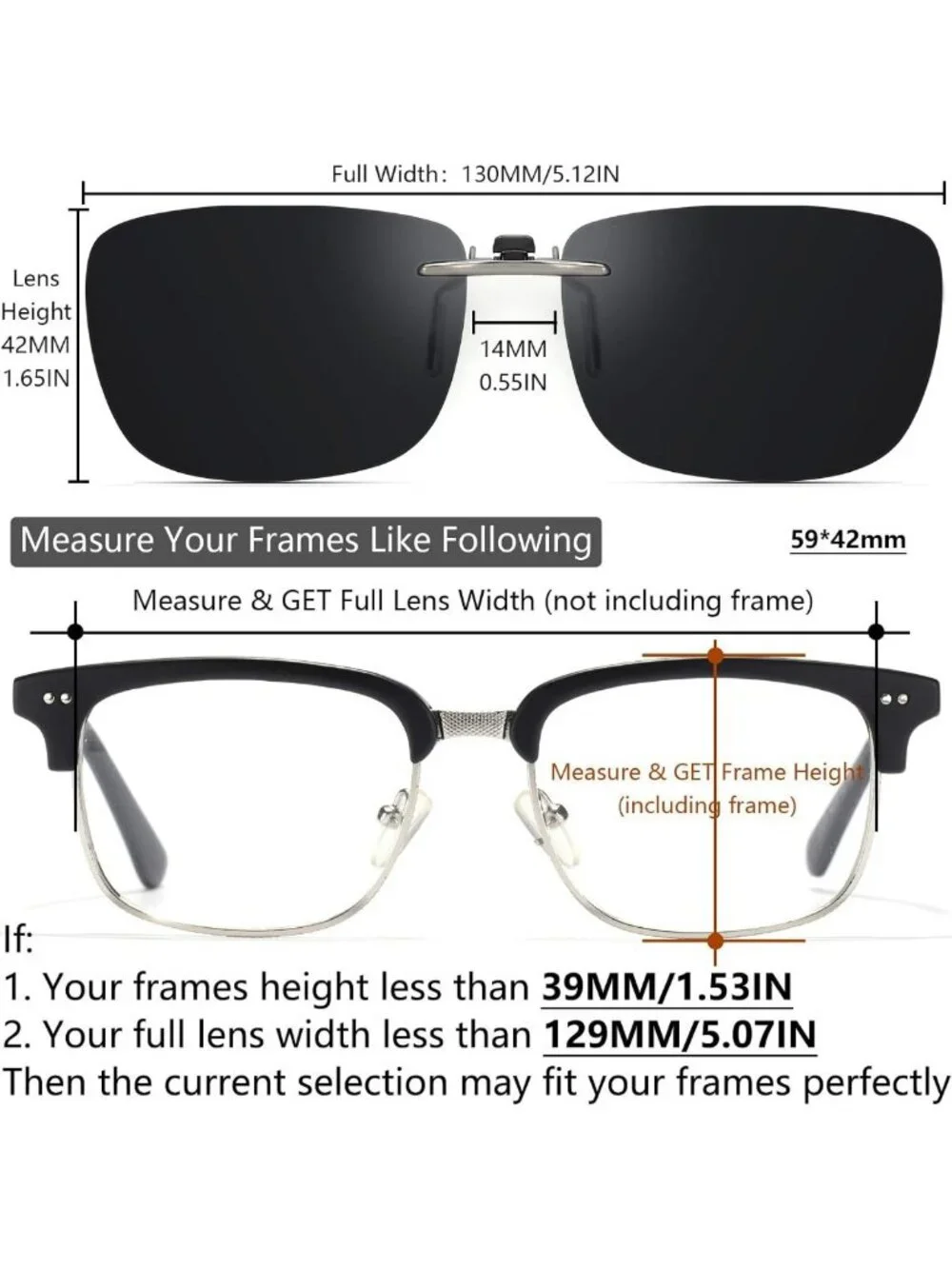Polarized Clip-On Sunglasses for Prescription Glasses - Compact Fit for Men